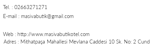 Masiva Hotel telefon numaralar, faks, e-mail, posta adresi ve iletiim bilgileri